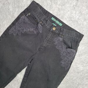 Vintage Lauren‎ Ralph Lauren Lace Jeans Sz 4 Black Whimsigoth Bootcut 27" Inseam